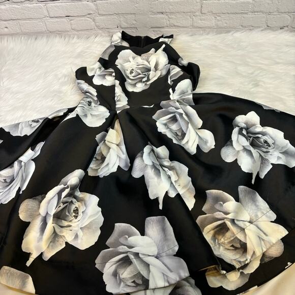 Speechless Black and White Fit and Flare Floral Cocktail Dress Size 9 DD0561 - Picture 4 of 10